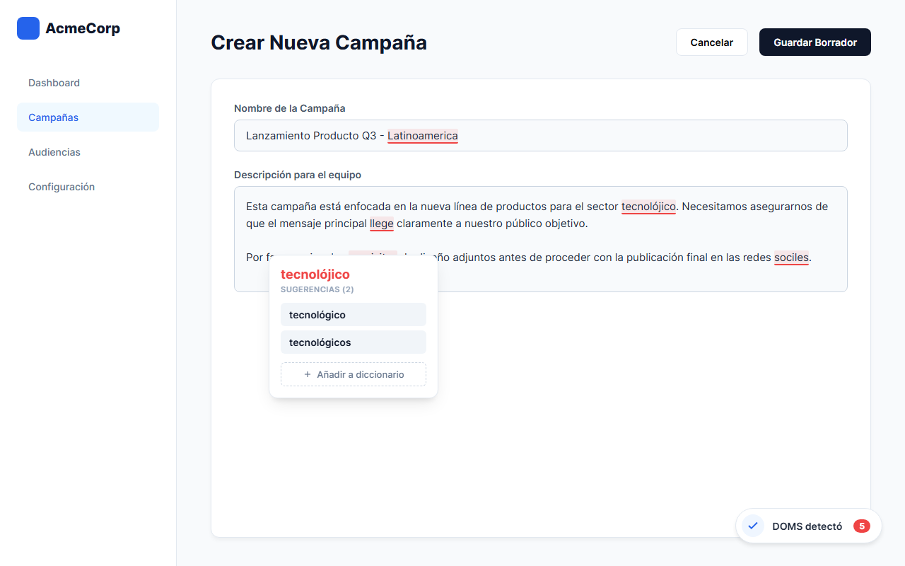 DOMS funcionando en Web